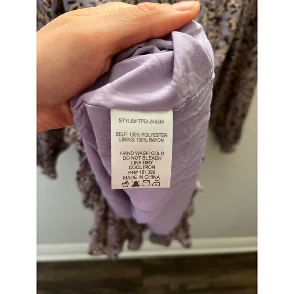 Skylar Madison Purple Floral Smocked Ruffle Dress Cottagecore Milkmaid Fairy S - Picture 5 of 6